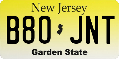 NJ license plate B80JNT