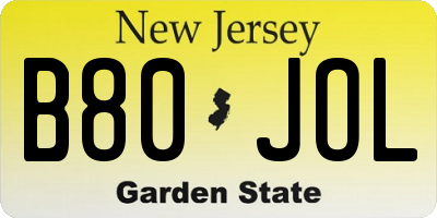 NJ license plate B80JOL