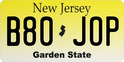 NJ license plate B80JOP