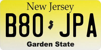 NJ license plate B80JPA