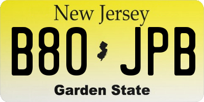 NJ license plate B80JPB