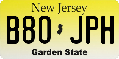 NJ license plate B80JPH