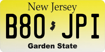 NJ license plate B80JPI