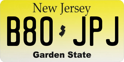 NJ license plate B80JPJ