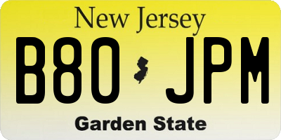 NJ license plate B80JPM