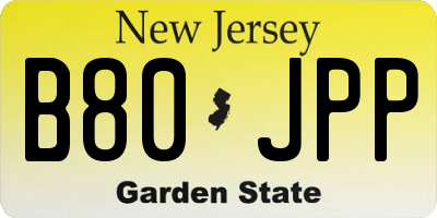 NJ license plate B80JPP