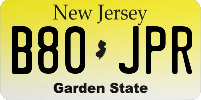 NJ license plate B80JPR