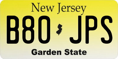 NJ license plate B80JPS