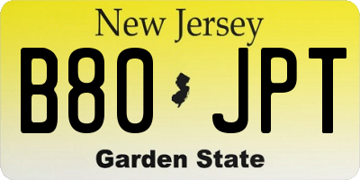 NJ license plate B80JPT