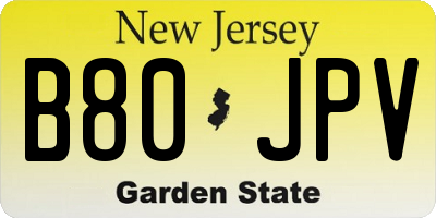 NJ license plate B80JPV