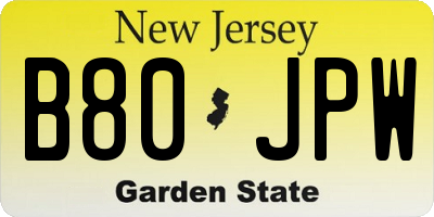 NJ license plate B80JPW