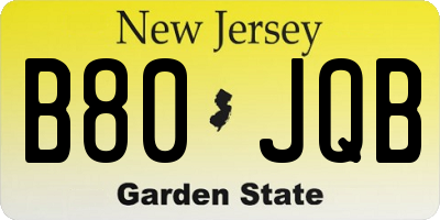 NJ license plate B80JQB