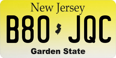 NJ license plate B80JQC
