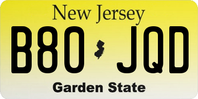 NJ license plate B80JQD