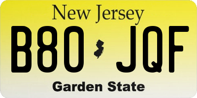 NJ license plate B80JQF