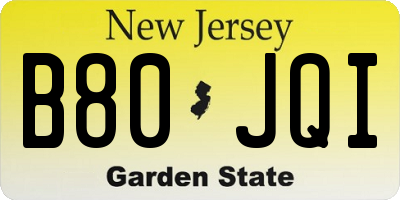 NJ license plate B80JQI
