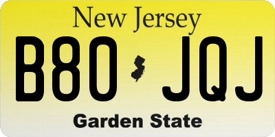 NJ license plate B80JQJ