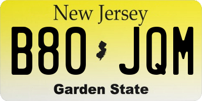NJ license plate B80JQM