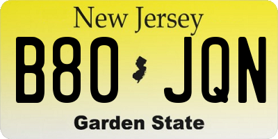 NJ license plate B80JQN