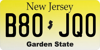 NJ license plate B80JQO