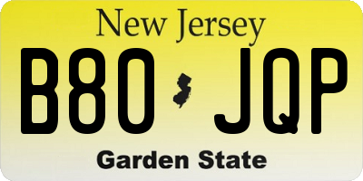 NJ license plate B80JQP