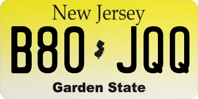NJ license plate B80JQQ