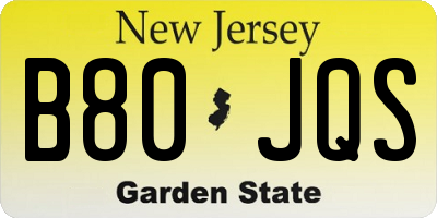 NJ license plate B80JQS