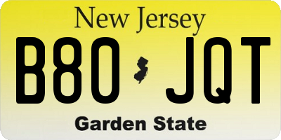 NJ license plate B80JQT