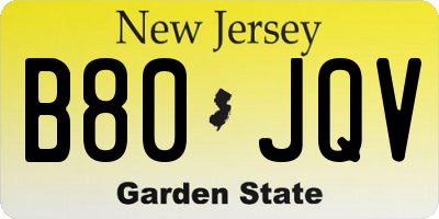 NJ license plate B80JQV