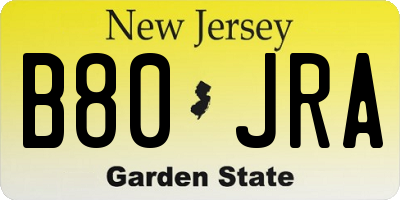 NJ license plate B80JRA