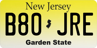 NJ license plate B80JRE