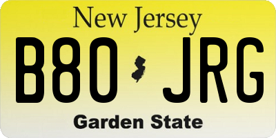 NJ license plate B80JRG