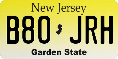 NJ license plate B80JRH