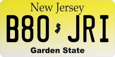 NJ license plate B80JRI