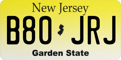 NJ license plate B80JRJ