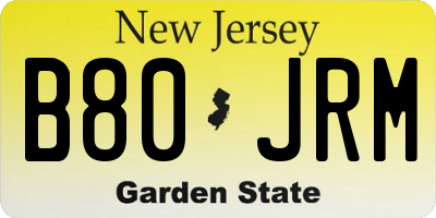 NJ license plate B80JRM