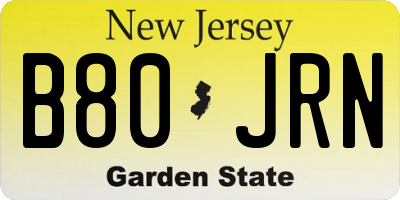 NJ license plate B80JRN