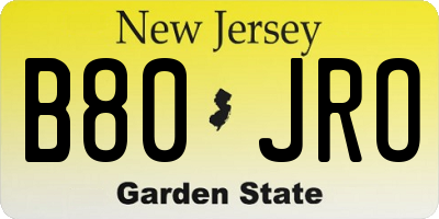 NJ license plate B80JRO