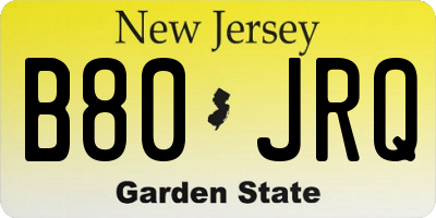 NJ license plate B80JRQ