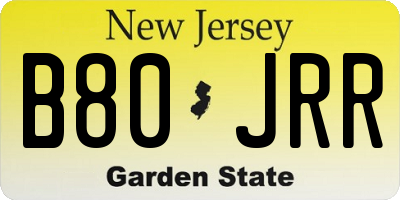 NJ license plate B80JRR