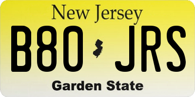 NJ license plate B80JRS