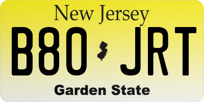 NJ license plate B80JRT