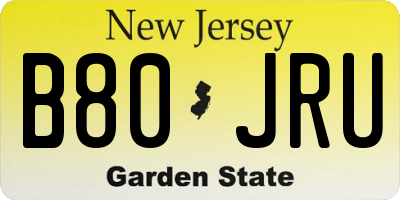 NJ license plate B80JRU