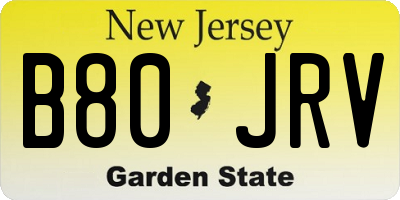 NJ license plate B80JRV