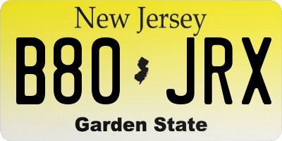 NJ license plate B80JRX