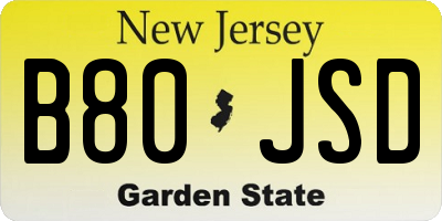 NJ license plate B80JSD