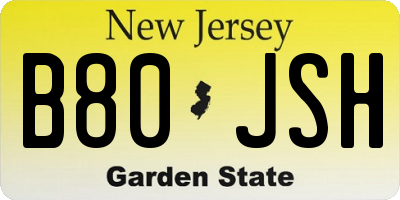 NJ license plate B80JSH