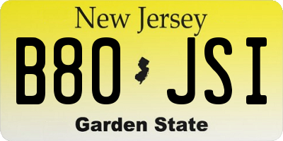NJ license plate B80JSI