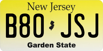 NJ license plate B80JSJ