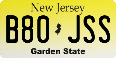 NJ license plate B80JSS